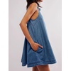 image:imageCHARTOU Womens Short Denim Jumper Dress Jean Sleeveless Back Cut Out Zip Up Romper Tank DressDark Blue