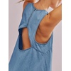 image:imageCHARTOU Womens Short Denim Jumper Dress Jean Sleeveless Back Cut Out Zip Up Romper Tank DressLight Blue