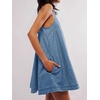 image:imageCHARTOU Womens Short Denim Jumper Dress Jean Sleeveless Back Cut Out Zip Up Romper Tank DressLight Blue
