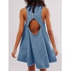 image:imageCHARTOU Womens Short Denim Jumper Dress Jean Sleeveless Back Cut Out Zip Up Romper Tank DressLight Blue