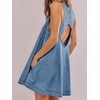 image:imageCHARTOU Womens Short Denim Jumper Dress Jean Sleeveless Back Cut Out Zip Up Romper Tank DressLight Blue