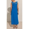 image:imageCHARTOU Womens Sleeveless Ruffle Neck Midi Dress Contrast Trim Linen Blend Loose Flowy Long Summer Sundress Beach DressBlue