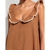 image:imageCHARTOU Womens Sleeveless Ruffle Neck Midi Dress Contrast Trim Linen Blend Loose Flowy Long Summer Sundress Beach DressBrown