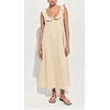 image:imageCHARTOU Womens Sleeveless Ruffle Neck Midi Dress Contrast Trim Linen Blend Loose Flowy Long Summer Sundress Beach DressCream