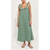 image:imageCHARTOU Womens Sleeveless Ruffle Neck Midi Dress Contrast Trim Linen Blend Loose Flowy Long Summer Sundress Beach DressGreen
