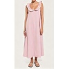 image:imageCHARTOU Womens Sleeveless Ruffle Neck Midi Dress Contrast Trim Linen Blend Loose Flowy Long Summer Sundress Beach DressPink