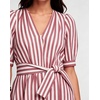 image:imageCHARTOU Womens Striped Cotton Midi Dress V Neck Puff Sleeve Belted ALine Casual Summer Dress with PocketsRed