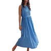 image:imageCHARTOU Summer Dresses for Women Sleeveless Pleated Midi Dress Tie Waist Casual Summer Sundress with PocketsBlue
