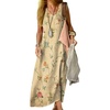 image:imageCHARTOU Women Summer Sleeveless Maxi Dress Casual Loose Fit Floral Print V Neck Shift DressYellow