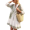 image:imageCHARTOU Womens Boho Printed Tunic Dress 34 Sleeve V Neck Ruffle Hem Casual Shift Mini Dress for Summer Beach VacationGreen