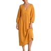 image:imageCHARTOU Womens Gauze Cotton Midi Dress V Neck 34 Puff Sleeve Casual Loose Flowy Tiered Summer Beach Dress with PocketsOrange