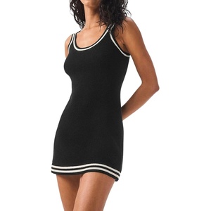 image:imageCHARTOU Women Summer Sleeveless Athletic Dress Slim Fit Flared Knit Mini Tank DressBlack