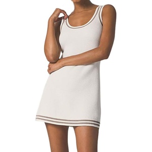 image:imageCHARTOU Women Summer Sleeveless Athletic Dress Slim Fit Flared Knit Mini Tank DressWhite