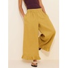 image:imageCHARTOU Women Ruffle Hem Cotton Linen Pants Cropped Wide Leg Palazzo Trousers Summer Beach Vacation OutfitsGinger