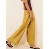image:imageCHARTOU Women Ruffle Hem Cotton Linen Pants Cropped Wide Leg Palazzo Trousers Summer Beach Vacation OutfitsGinger