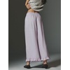 image:imageCHARTOU Women Ruffle Hem Cotton Linen Pants Cropped Wide Leg Palazzo Trousers Summer Beach Vacation OutfitsPurple