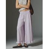 image:imageCHARTOU Women Ruffle Hem Cotton Linen Pants Cropped Wide Leg Palazzo Trousers Summer Beach Vacation OutfitsPurple