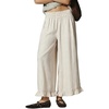 image:imageCHARTOU Women Ruffle Hem Cotton Linen Pants Cropped Wide Leg Palazzo Trousers Summer Beach Vacation OutfitsBeige