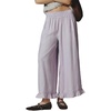 image:imageCHARTOU Women Ruffle Hem Cotton Linen Pants Cropped Wide Leg Palazzo Trousers Summer Beach Vacation OutfitsPurple