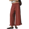 image:imageCHARTOU Women Ruffle Hem Cotton Linen Pants Cropped Wide Leg Palazzo Trousers Summer Beach Vacation OutfitsWine