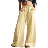 image:imageCHARTOU Women Wide Leg Palazzo Pants Patchwork Floral Baggy Pants Elastic High Waist Sweatpants with PocketsYellow
