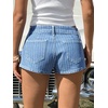 image:imageCHARTOU Low Rise Y2k Jean Shorts for Women Summer Hot Pinstripe Mini Denim Shorts with PocketsLight Blue