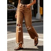 image:imageCHARTOU Ripped Flare Jeans for Women High Waisted Bell Bottom Wide Leg Cropped Jeans Distressed Baggy PantsBrown