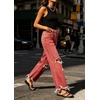 image:imageCHARTOU Ripped Flare Jeans for Women High Waisted Bell Bottom Wide Leg Cropped Jeans Distressed Baggy PantsWine