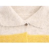 image:imageCHARTOU Women Cozy Color Block Striped Cardigan Sweater Button Up Lapel Collar Fall Sweater CoatYellow