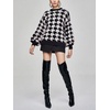 image:imageCHARTOU Women Fall Winter Color Block Pullover Sweater Geometric Checkered Balloon Long Sleeve Knitted TopBlack