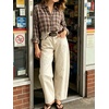 image:imageCHARTOU Women Floral Barrel Jeans Patchwork Boyfriend Baggy Wide Leg Denim Pants Y2k Patchwork Summer JeansBeige