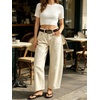 image:imageCHARTOU Women Floral Barrel Jeans Patchwork Boyfriend Baggy Wide Leg Denim Pants Y2k Patchwork Summer JeansBeige