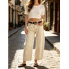 image:imageCHARTOU Women Floral Barrel Jeans Patchwork Boyfriend Baggy Wide Leg Denim Pants Y2k Patchwork Summer JeansBeige