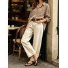 image:imageCHARTOU Women Floral Barrel Jeans Patchwork Boyfriend Baggy Wide Leg Denim Pants Y2k Patchwork Summer JeansBeige