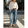 image:imageCHARTOU Women Floral Barrel Jeans Patchwork Boyfriend Baggy Wide Leg Denim Pants Y2k Patchwork Summer JeansBlue