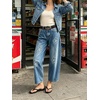 image:imageCHARTOU Women Floral Barrel Jeans Patchwork Boyfriend Baggy Wide Leg Denim Pants Y2k Patchwork Summer JeansBlue