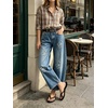 image:imageCHARTOU Women Floral Barrel Jeans Patchwork Boyfriend Baggy Wide Leg Denim Pants Y2k Patchwork Summer JeansBlue