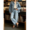 image:imageCHARTOU Women Floral Barrel Jeans Patchwork Boyfriend Baggy Wide Leg Denim Pants Y2k Patchwork Summer JeansLight Blue