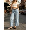 image:imageCHARTOU Women Floral Barrel Jeans Patchwork Boyfriend Baggy Wide Leg Denim Pants Y2k Patchwork Summer JeansLight Blue