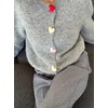 image:imageCHARTOU Women Fuzzy Button Down Crop Knit Cardigan Sweater Fall Slouchy Crewneck Long Sleeve Sweater TopGrey