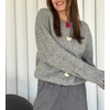 image:imageCHARTOU Women Fuzzy Button Down Crop Knit Cardigan Sweater Fall Slouchy Crewneck Long Sleeve Sweater TopGrey
