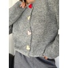 image:imageCHARTOU Women Fuzzy Button Down Crop Knit Cardigan Sweater Fall Slouchy Crewneck Long Sleeve Sweater TopGrey
