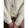 image:imageCHARTOU Women Fuzzy Button Down Crop Knit Cardigan Sweater Fall Slouchy Crewneck Long Sleeve Sweater TopWhite