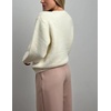 image:imageCHARTOU Women Fuzzy Button Down Crop Knit Cardigan Sweater Fall Slouchy Crewneck Long Sleeve Sweater TopWhite