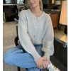 image:imageCHARTOU Women Fuzzy Wool Cardigan Sweater Fall Slouchy Balloon Long Sleeve Button Down Knit Sweater CoatBeige