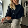 image:imageCHARTOU Women Fuzzy Wool Cardigan Sweater Fall Slouchy Balloon Long Sleeve Button Down Knit Sweater CoatBlack