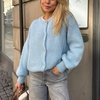 image:imageCHARTOU Women Fuzzy Wool Cardigan Sweater Fall Slouchy Balloon Long Sleeve Button Down Knit Sweater CoatBlue