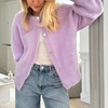 image:imageCHARTOU Women Fuzzy Wool Cardigan Sweater Fall Slouchy Balloon Long Sleeve Button Down Knit Sweater CoatLight Purple