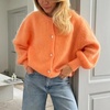 image:imageCHARTOU Women Fuzzy Wool Cardigan Sweater Fall Slouchy Balloon Long Sleeve Button Down Knit Sweater CoatOrange