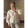 image:imageCHARTOU Women Fuzzy Wool Cardigan Sweater Fall Slouchy Balloon Long Sleeve Button Down Knit Sweater CoatWhite